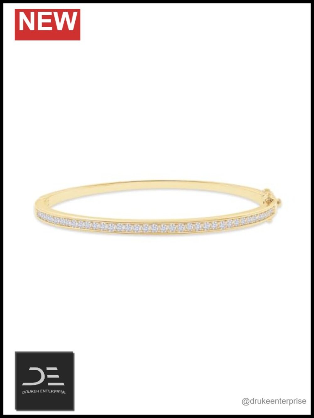 3.3MM Tennis Bangle Bracelet Women 18K Gold Plated 1.00 CT Moissanite